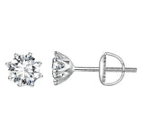 1.00 CT Lab Diamond Silver Stud Earrings in S925 With Screw Backing