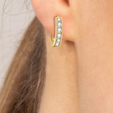1.00 CT Lab Diamond Gold Hoop Earrings in 14K Solid Gold