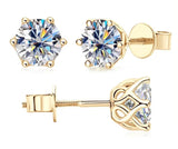 1.00 CT Lab Diamond Gold Stud Earrings in 10k Solid Gold With Screw Backing