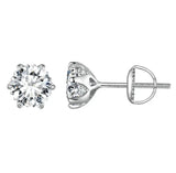 1.00 CT Lab Diamond Silver Stud Earrings in S925 With Screw Backing