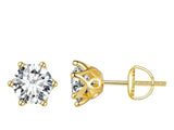 1.00 CT Lab Diamond Gold Stud Earrings in 14k Gold With Screw Backing