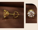 1.00 CT Lab Diamond Gold Stud Earrings in 14k Gold With Screw Backing