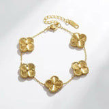 18K Titanium Gold Waterproof Four Leaf Clover Jewelry Set