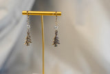 Titanium Christmas Tree Silver Dangle Hoop Earrings