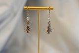 Titanium Christmas Tree Silver Dangle Hoop Earrings