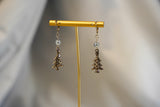 Titanium Christmas Tree Silver Dangle Hoop Earrings