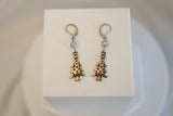 Titanium Christmas Tree Silver Dangle Hoop Earrings