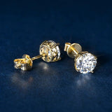 1.6 CT Lab Diamond Gold Stud Earrings in 14k Solid Gold With Screw Backing
