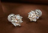 1.00 CT Lab Diamond Silver Stud Earrings in S925 With Screw Backing