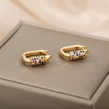 Titanium Gold Snap Back Hoop Earring Pair