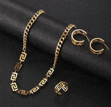 18K Gold Waterproof Geometric Style Jewelry Set