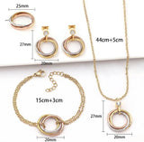 18K Gold Waterproof Multicolour Three Ring Jewelry Set