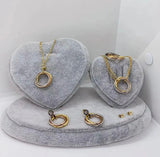 18K Gold Waterproof Multicolour Three Ring Jewelry Set