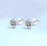 1.00 CT Lab Diamond Stud Earrings in 18k Solid White Gold With Screw Backing