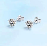 1.00 CT Lab Diamond Stud Earrings in 18k Solid White Gold With Push Backing