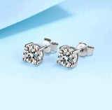 1.00 CT Lab Diamond Stud Earrings in 18k Solid White Gold With Push Backing