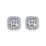 Diamond Stud Square Earrings in S925 Sterling Silver 1/2 Carat