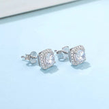 Diamond Stud Square Earrings in S925 Sterling Silver 1/2 Carat