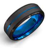 Titanium Black and Blue Two Tone Ring