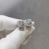 Diamond Stud Square Earrings in S925 Sterling Silver 1/2 Carat