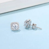 Diamond Stud Square Earrings in S925 Sterling Silver 1/2 Carat