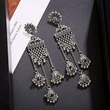 Gold Indian Long Hanging Jhumka Round Earrings Pair