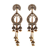 Gold Indian Long Hanging Jhumka Round Earrings Pair
