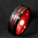 Titanium Black and Red Two Tone Ring
