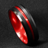 Titanium Black and Red Two Tone Ring