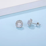 Diamond Stud Square Earrings in S925 Sterling Silver 1/2 Carat