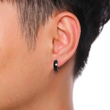Titanium Black Snap Back Hoop Earring Pair