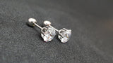 Titanium Silver Earrings, Ball Back Screw on Studs Pair
