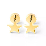 Titanium Gold Star Circle Back Screw on Studs Pair