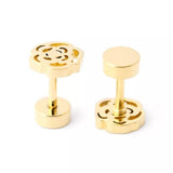 Titanium Silver Rose Circle Back Screw on Studs Pair