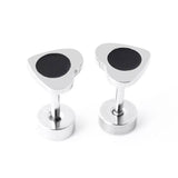 Titanium Silver Heart Circle Back Screw on Studs Pair