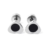 Titanium Silver Heart Circle Back Screw on Studs Pair