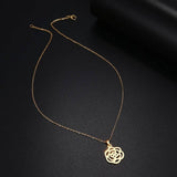 Titanium Rose Pendant Minimalist Chain Necklace
