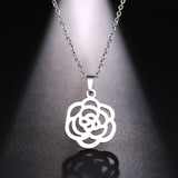 Titanium Rose Pendant Minimalist Chain Necklace