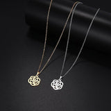 Titanium Rose Pendant Minimalist Chain Necklace