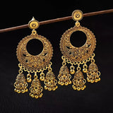 Gold Indian Jhumka Round Earrings Pair