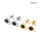 Titanium Silver Heart Circle Back Screw on Studs Pair