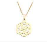 Titanium Rose Pendant Minimalist Chain Necklace