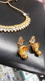 Rani Gold Kundan Crystal Necklace & Crystal Earring Set