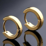 Titanium Gold Snap Back Hoop Earring Pair