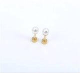 Titanium Gold Pearl Stud Earrings