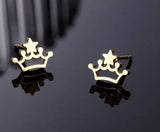 Titanium Gold Crown Stud Earrings