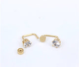 Titanium Gold Drop Crystal Screw On Stud Earrings