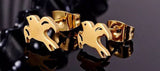 Titanium Gold Birds Stud Earrings