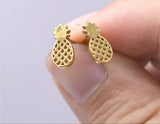 Titanium Gold Pineapple Stud Earrings