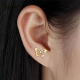 Titanium Gold Butterfly Stud Earrings
